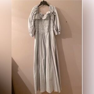 LoveShackFancy pale green Swiss dot cotton midi dress S